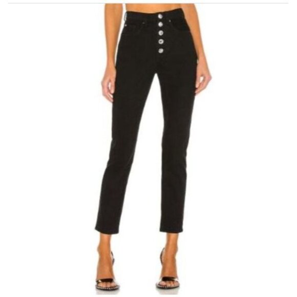 WeWoreWhat Danielle Jeans Black Stretch Denim High Rise Straight Leg Size 25 - Picture 2 of 6